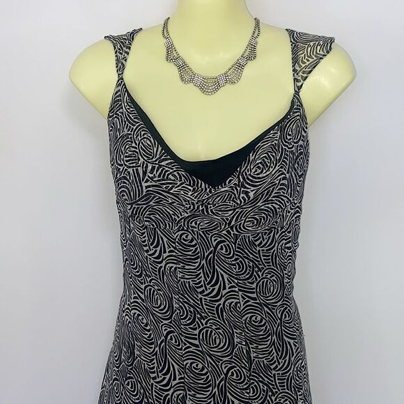 BCBG Dress Geometric Drop Waist Panel Skirt Silk Sz 6 Excellent - Picture 3 of 8